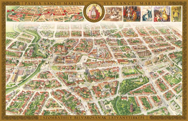 budapest turisztikai térkép Szombathely belvárosának látványtérképe budapest turisztikai térkép